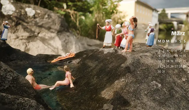 Badekult Postkartenkalender März 2026