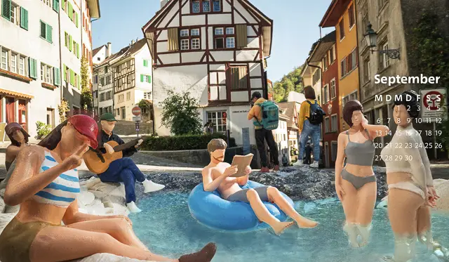 Badekult Postkartenkalender September 2027